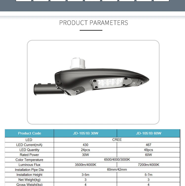 Road Outdoor Waterproof 30W 40W 60W 80W LED Street Light for Country City Yard Cheap Price