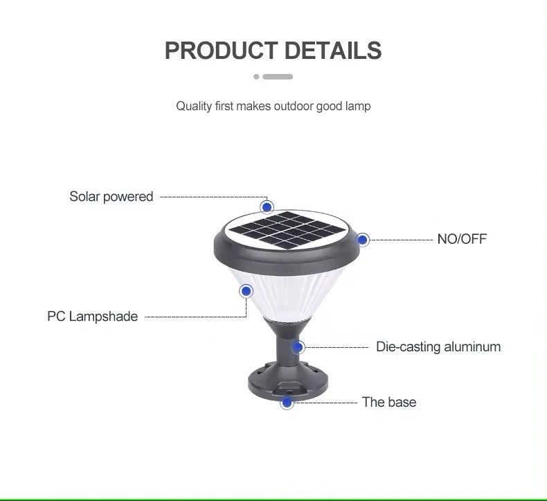 2023 High Quality IP65 Waterproof Cast Aluminum Garden Decorative Modern LED Solar Pillar Light