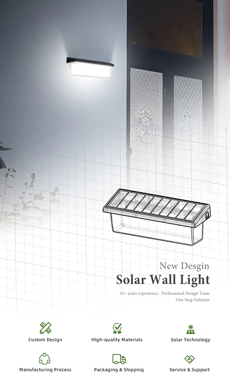 1 Year Warranty Solar Outside Wall Lights ABS+PC Material Solar Garden Lights Outdoor Walllight