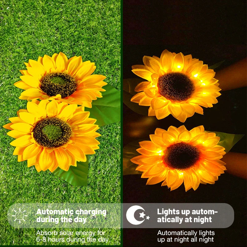 Solar Garden Park Lights Outdoor Decoration LED Sunflower Lights Waterproof IP65 Garden Courtyard Lawn Lamp