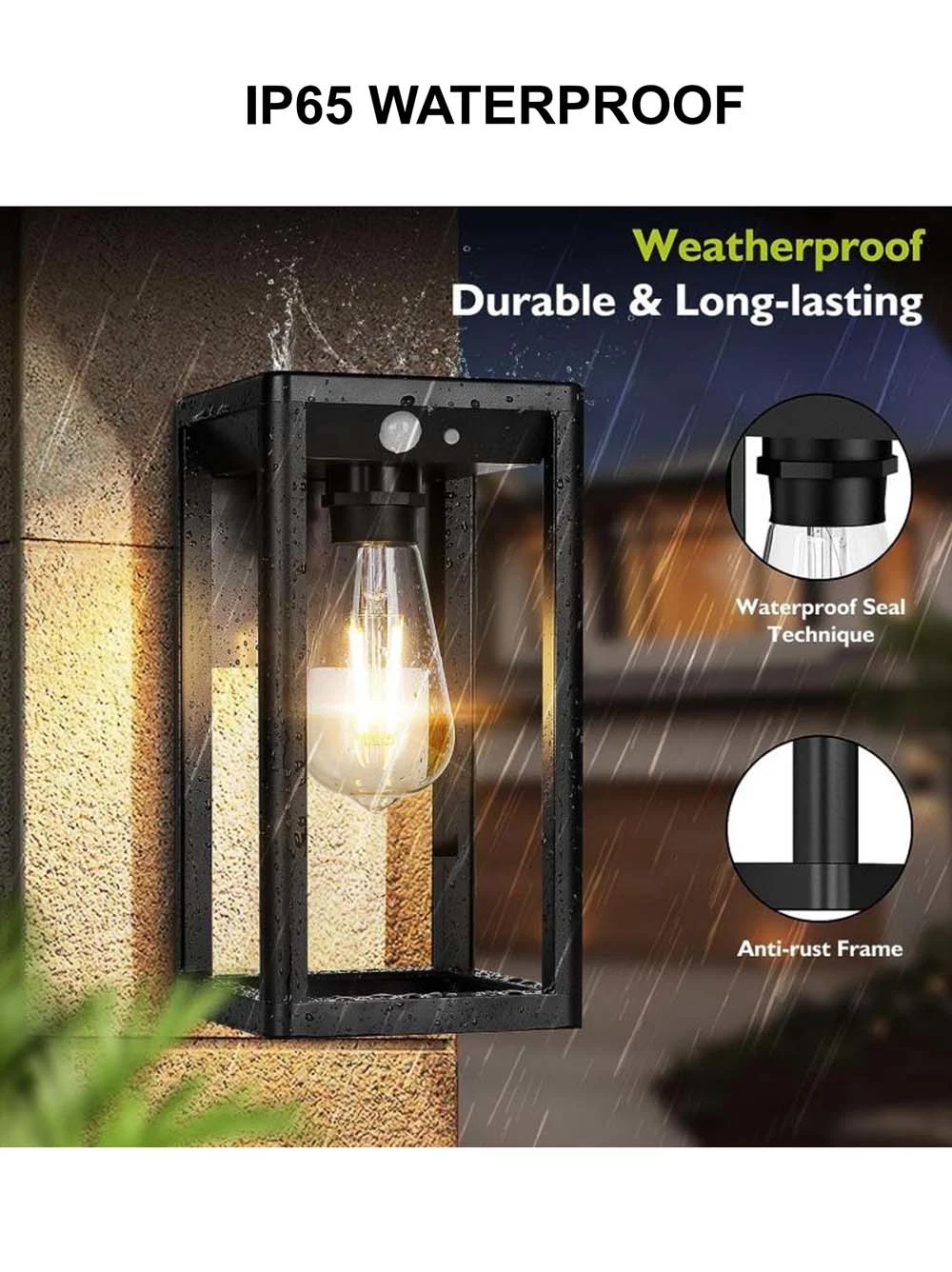 Newsky Outdoor Weatherproof Garden Lawn Pathway Decorative Sensor Solar Power Wall Light