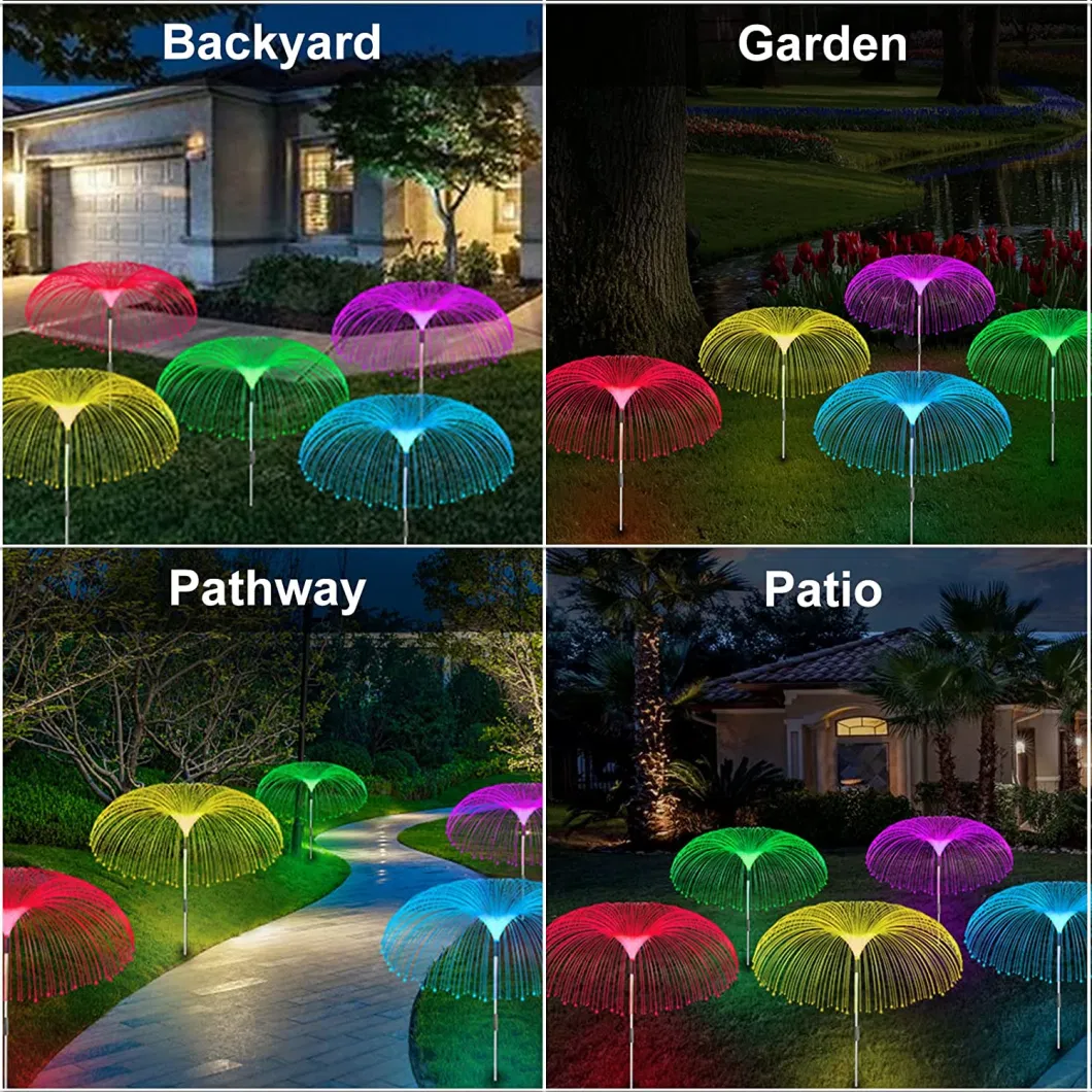 7 Color Changing Landscape Decorative IP65 Waterproof Solar Fiber Optic Lamp LED Garden Jellyfish Lights