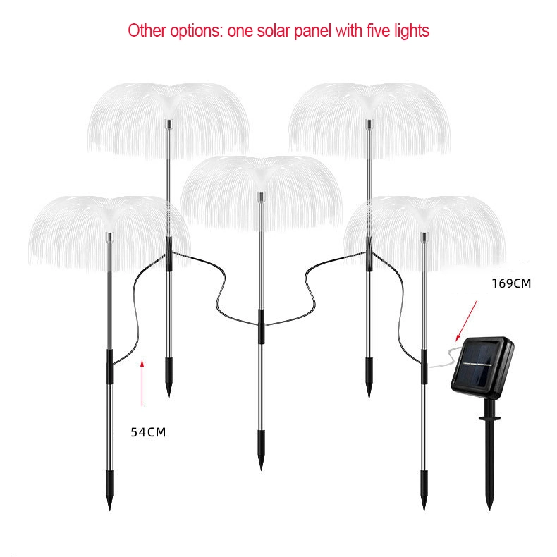 7 Color Changing Landscape Decorative IP65 Waterproof Solar Fiber Optic Lamp LED Garden Jellyfish Lights