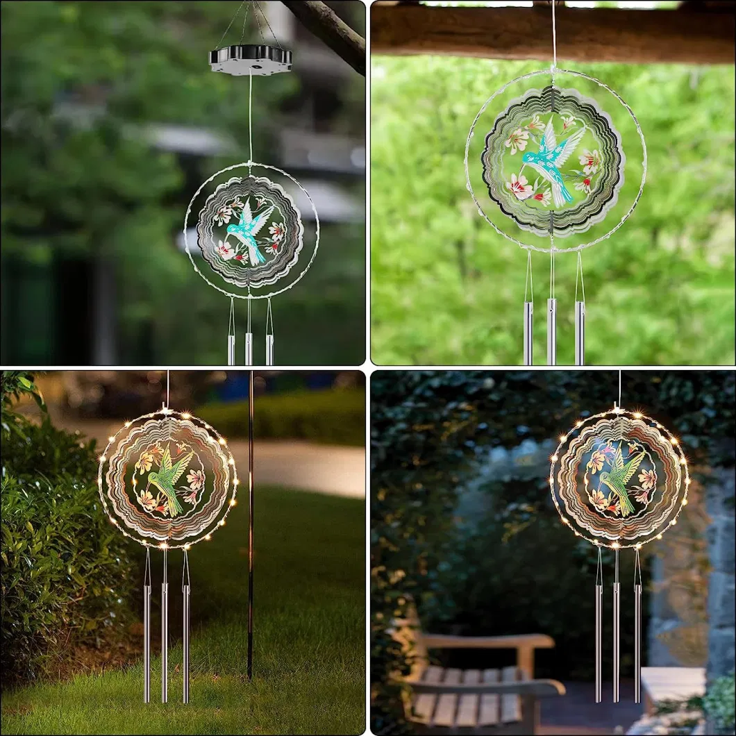 Solar Wind Chimes Outdoor Wind Chimes with Lights Waterproof Solar Powered Hanging Decorative Lights for Garden Patio Party Yard Decoration