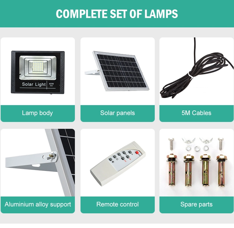 Outdoor with Remote Control Flood Light Solar 100W 200W Dusk to Dawn