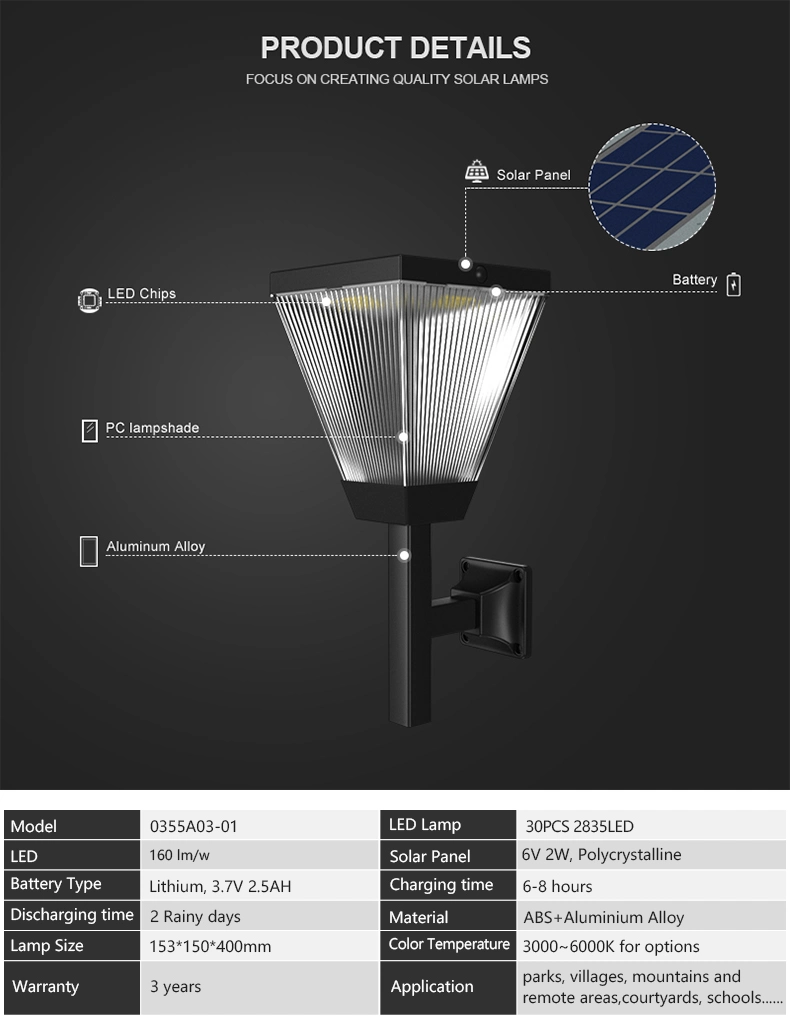 Alltop New Design ABS Aluminium Alloy 3W Waterproof IP65 Outdoor Courtyard LED Solar Garden Light