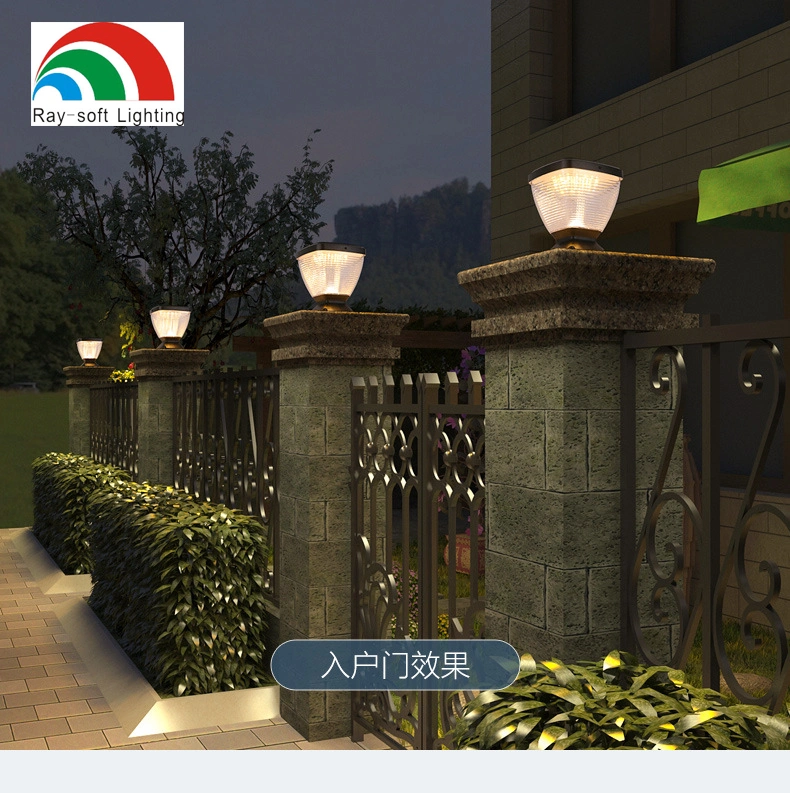 Solar Column Headlight Pillar LED Solar Post Lights Photosensitive Switch Porch Path Street Fence Lawn Garden Light