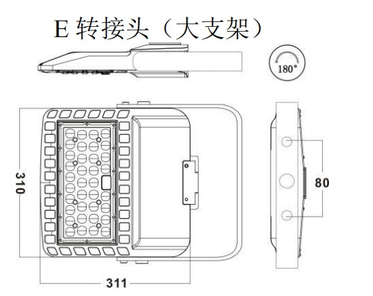 100W 150W 200W 240W 300W LED Shoe Box Light Fixture for Parking Lot Courtyard and Street Lighting