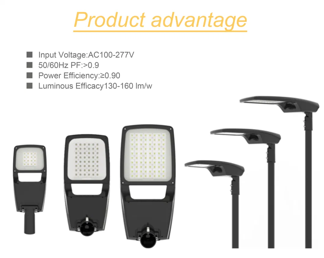 Factory Price High Brightness SMD Waterproof IP66 Aluminum 100W LED Street Light 50Hz 60Hz 50000h Equivalent Outdoor Parking Lot Light