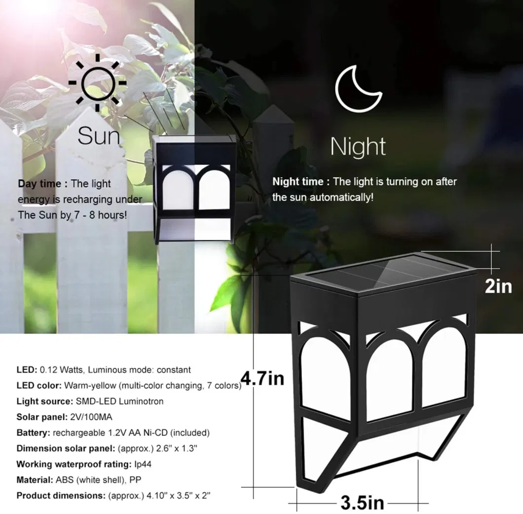 Wall Mounted 1 LED Garden Fence Solar Lights Solar Sensor Wall Light for Front Door Wall Stair Yard