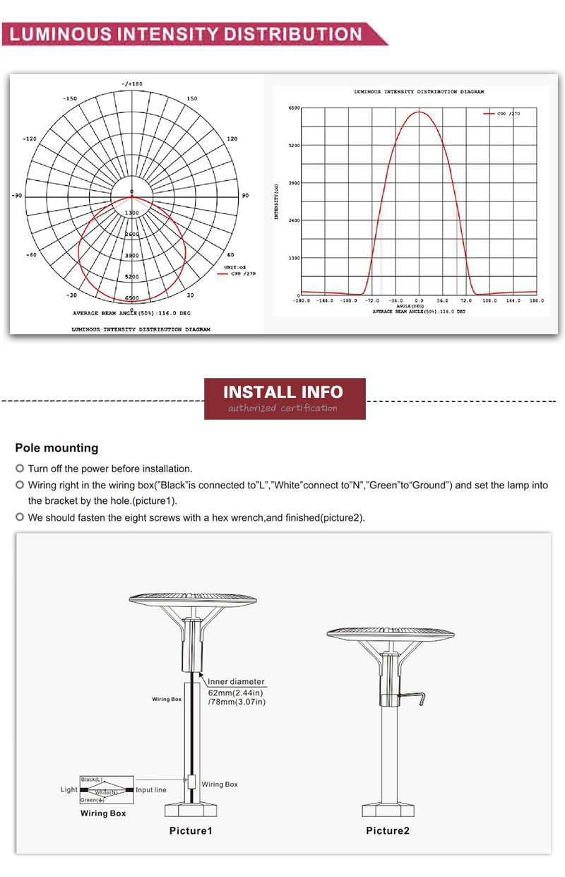 2021 Newest Design 100W High Brightness Aluminum LED Post Top Light Fixture