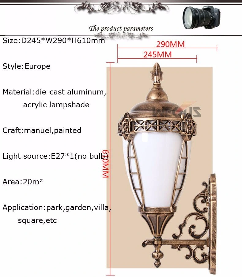 Europe Waterproof Outdoor Wall Lamp Courtyard Gateway Outside Wall Light (WH-HR-79)