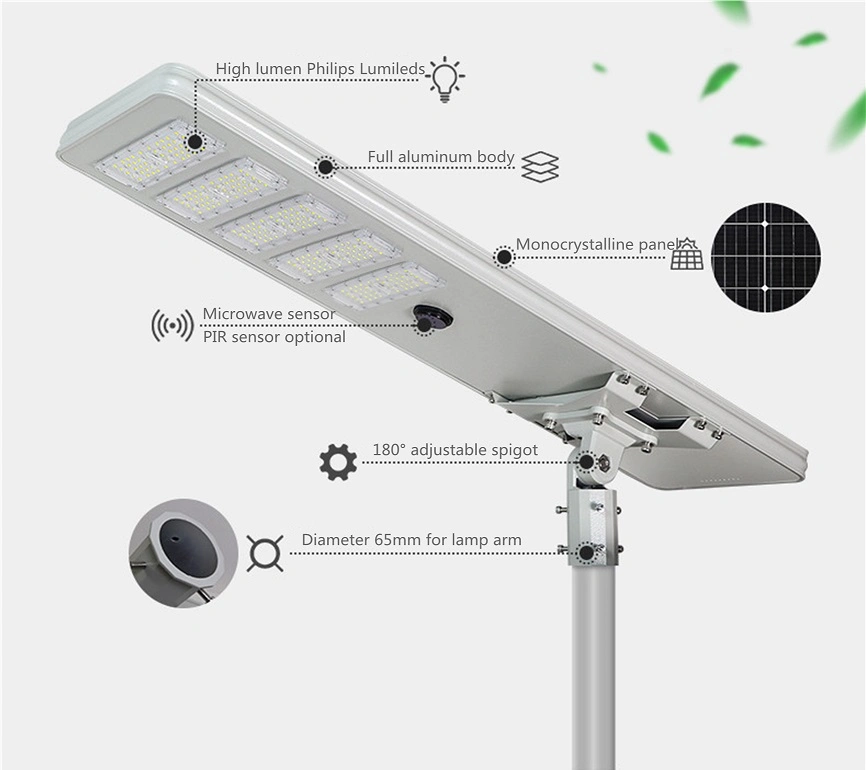 High Lumen 200lm/W Solar Panel and Battery Powered Integrated All in One LED Solar Street Light 40W 60W 80W 100W for Road Expressway Garden Light