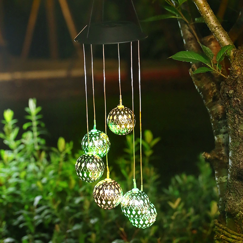 Outdoor Courtyard Garden Decorative Light Waterproof Landscape Small Hanging Light Solar Chandelier Wind Chime Light