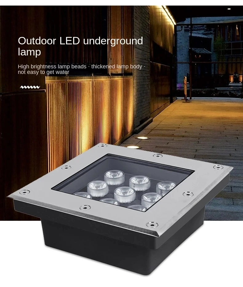 16W LED Square Outdoor Waterproof Park Landscape Light Courtyard Recessed Lawn Floor Light