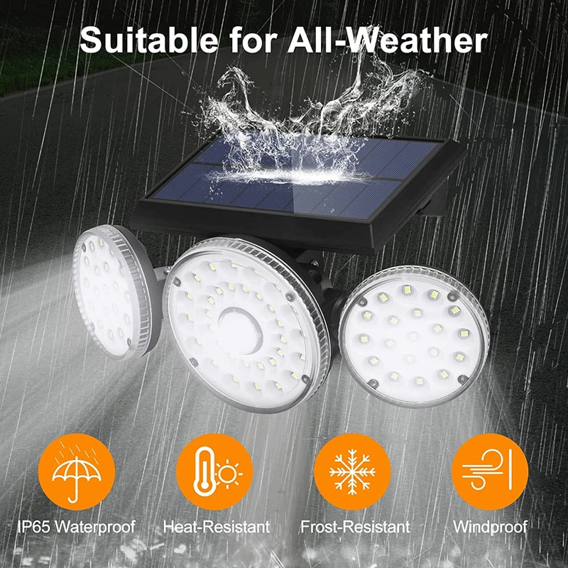 70 LED IP65 Waterproof Security Lights 3 Adjustable Head Solar Motion Solar Lights for Front Door Yard Garage Deck