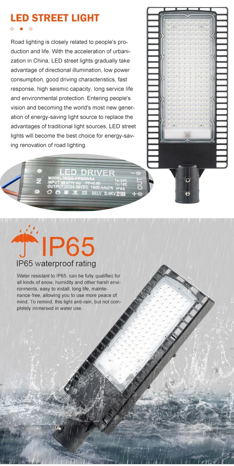 Commercial Electric Parking Lot Street 30W 50W 100W 200W Outdoor LED Lighting