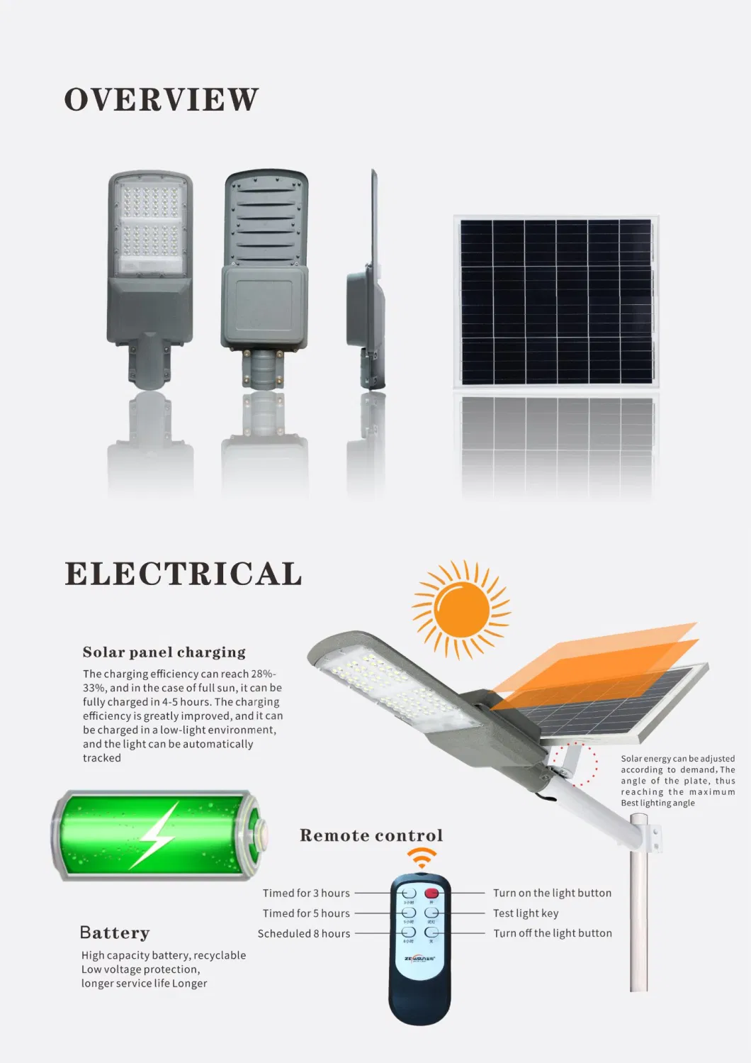 100W 200W 300W 400W 500W LED Solar Street Light High Market Super Brightness LED Garden Lamps