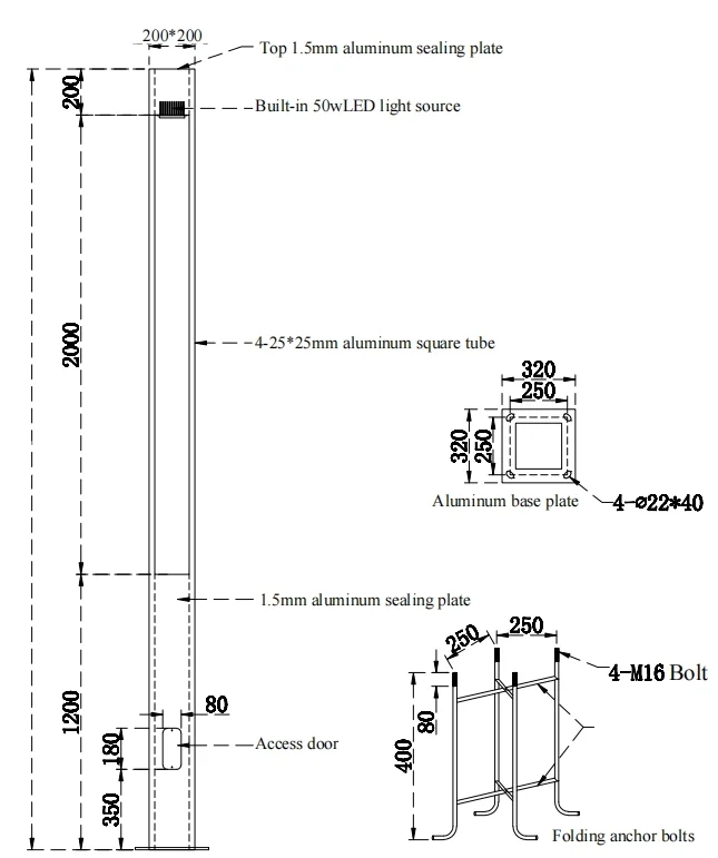 30W/50W 3m Waterproof IP65 Landscape Parking Post Courtyard Lamp Park Garden Lighting Street LED Pathway Pole Light