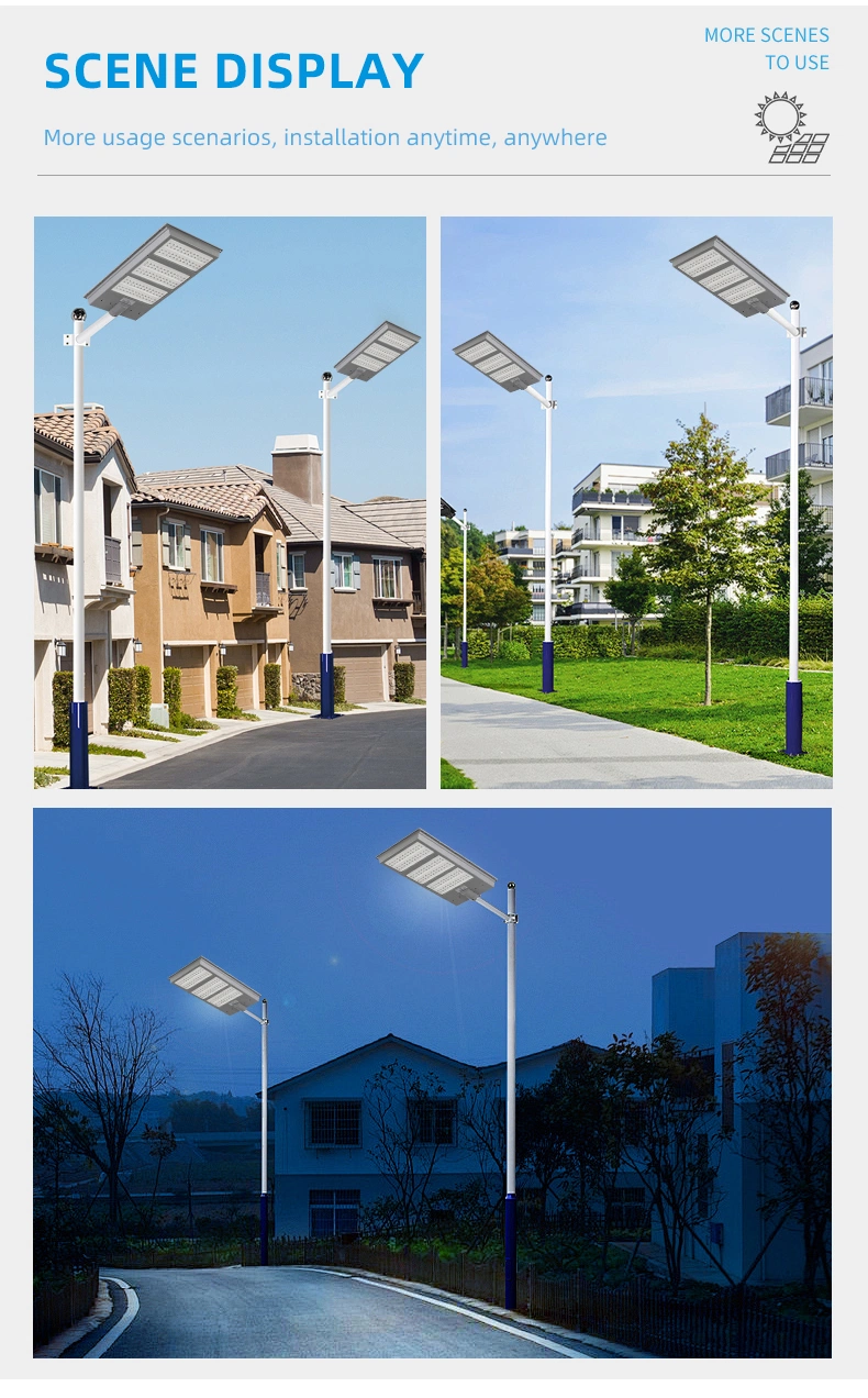 100W 200W 300W Road All in One Integrated Solar Street Light Pole