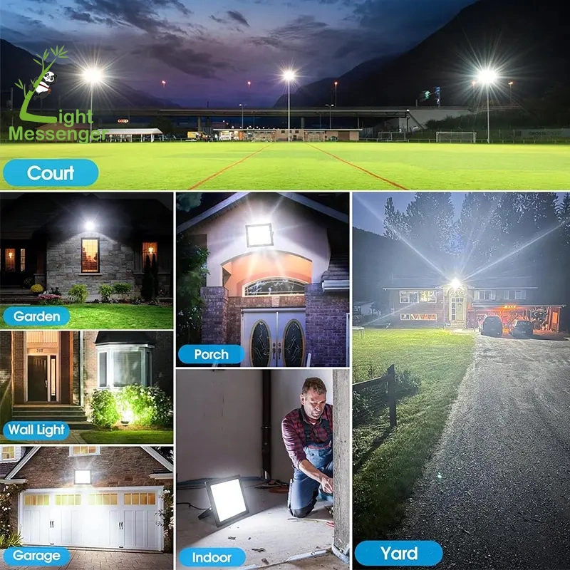 Light Messenger Best Price High Lumen All Die-Cast Aluminum Dusk to Dawn IP66 Waterproof Garden Outdoor IP66 Aluminium Solar Flood Light 100W 200W 300W 500W