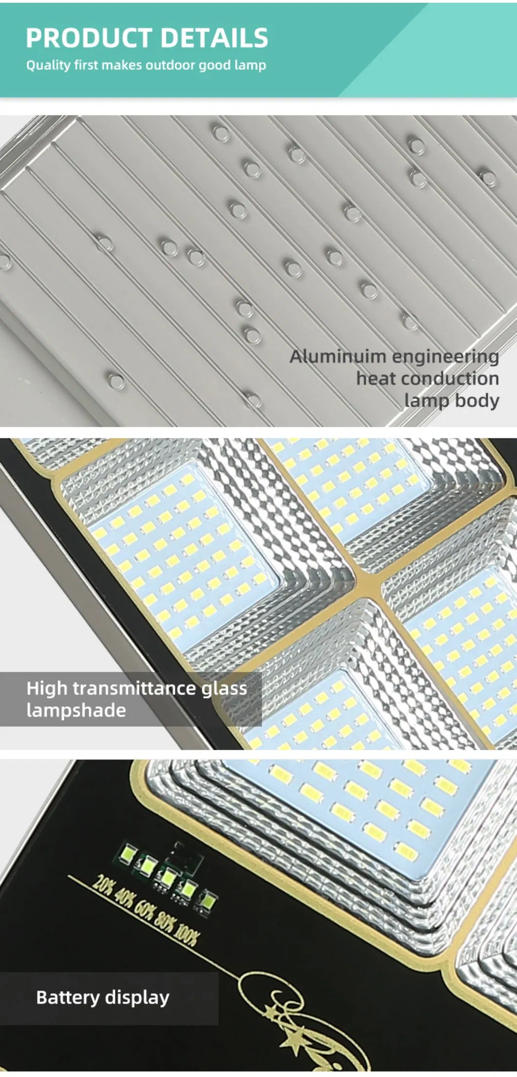 Bright Solar LED Street Light with Split Design