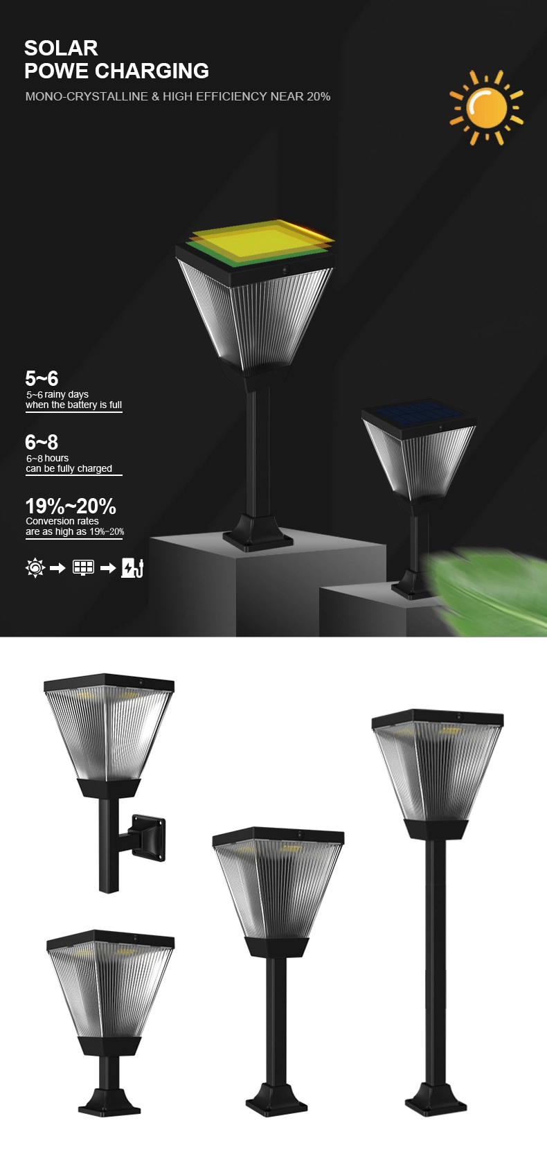 Alltop New Design ABS Aluminium Alloy 3W Waterproof IP65 Outdoor Courtyard LED Solar Garden Light