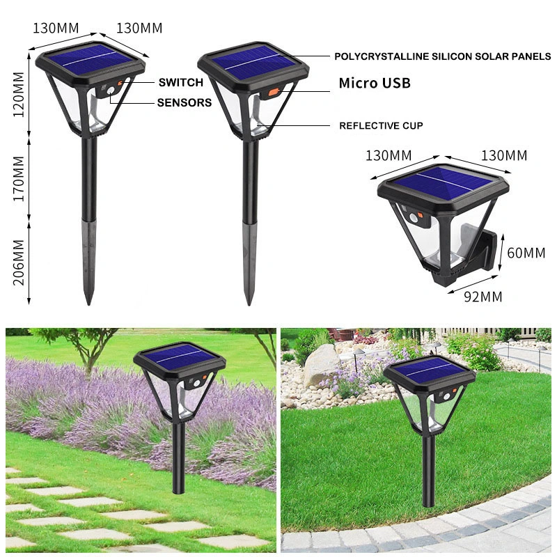 Garden ABS Street Light Spike Yard Lamp Waterproof LED Solar Wall Light