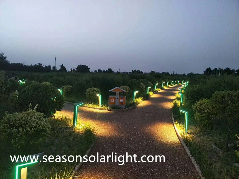 Factory Lighting Ce Bright Garden Solar Bollard Pathway Light with Blue Accent LED Lighting