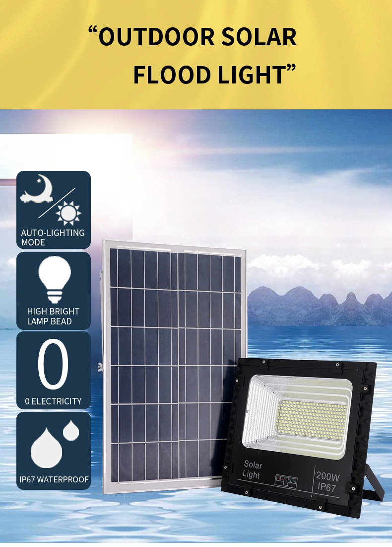 100W 200W Solar Courtyard Lamp IP67 Solar Flood Light with Linear Function