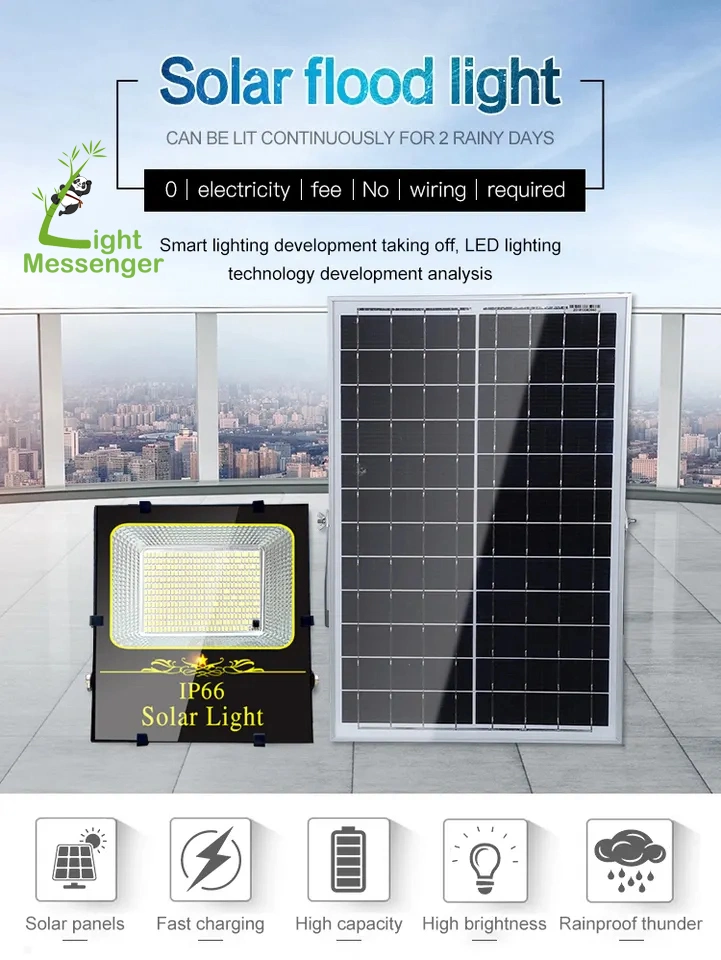 Light Messenger Wall Lights IP65 Waterproof Energy Saving Solar Light Outdoor Stadium Parking Lot Garden Courtyard Court Yard Solar LED Flood Lighting