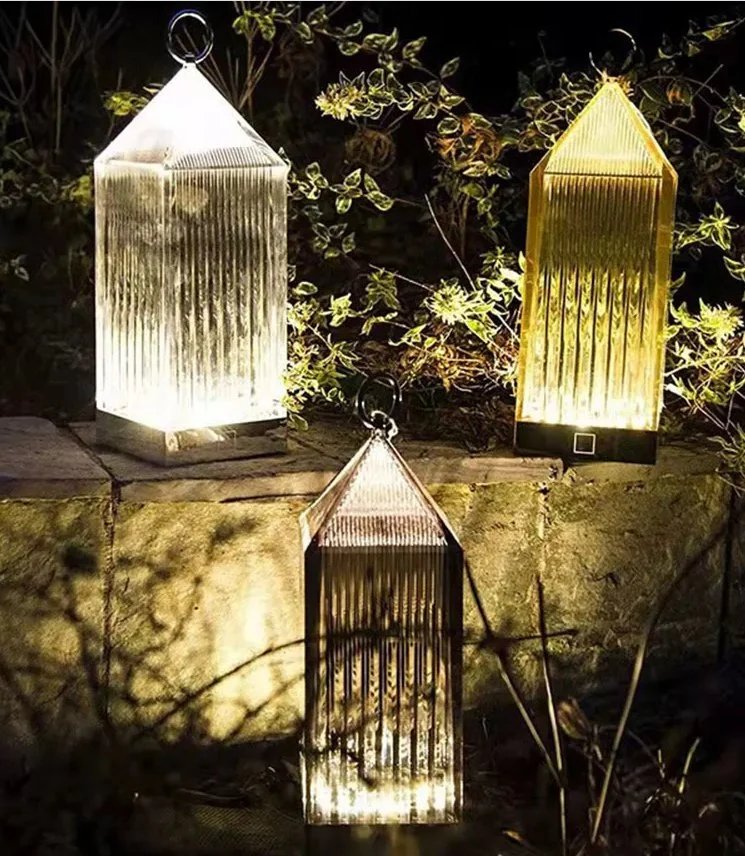 Crystal Battery Lantern Lamp Rechargeable Restaurant Table Light Lamps Decorative Lighting Outdoor Outside Indoor Inside Home House USB LED Night Lights