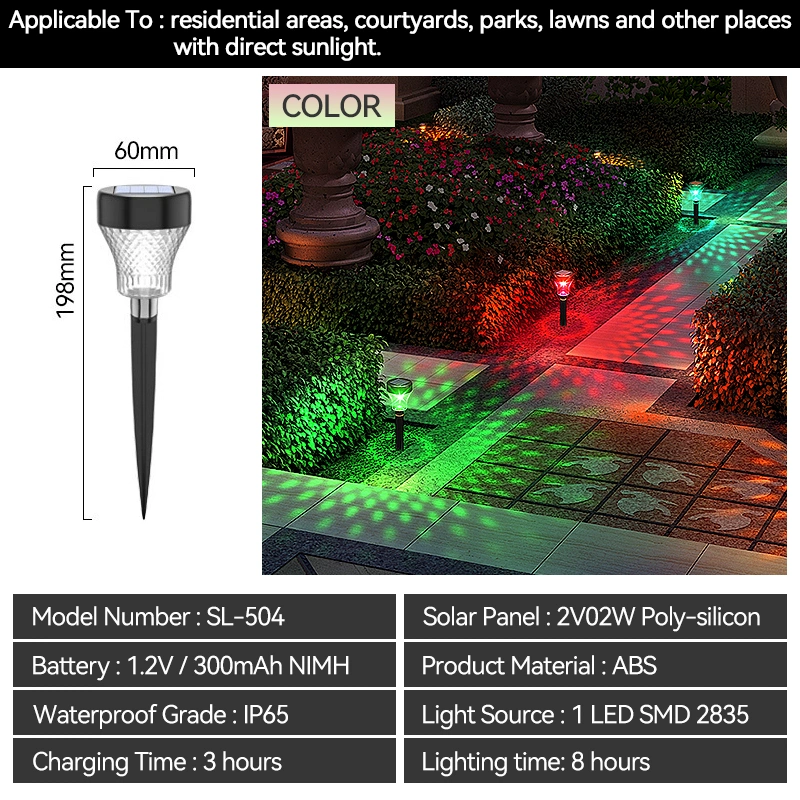 Outdoor Decoration Lighting Solar Pathway Courtyard Garden LED Stake Lights