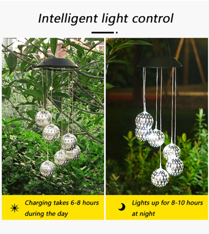 Outdoor Courtyard Garden Decorative Light Waterproof Landscape Small Hanging Light Solar Chandelier Wind Chime Light