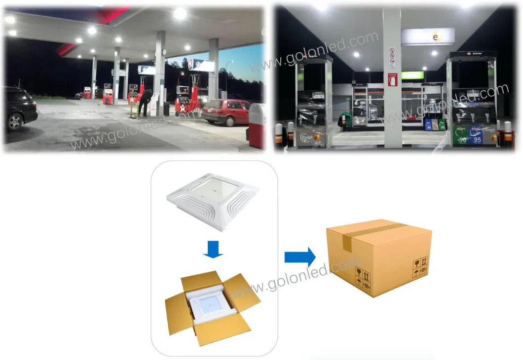 Factory Low Price Ceiling Recessed Mounting 40W 60W 80W 100W 120W 150W 200W 240W Warehouse Parking Garage Explosion-Proof Petrol Gas Station LED Canopy Light