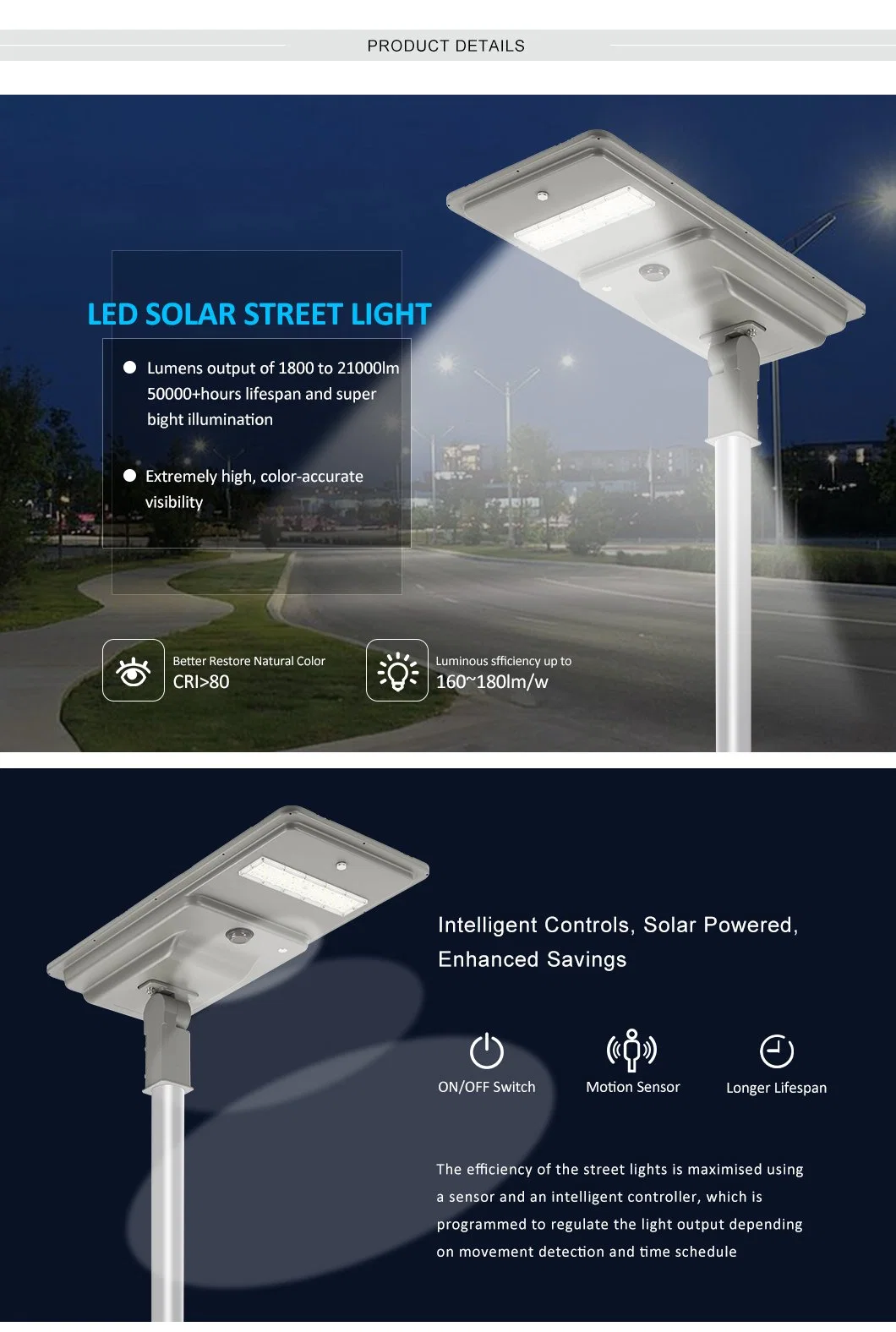 Romanso New Design Solar Street Lights with Pole Road