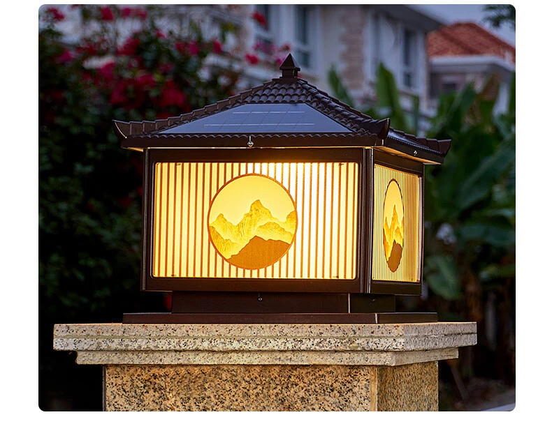 Solar Powered Courtyard Column Head Lamp, Villa Gate Column Decorative Lighting