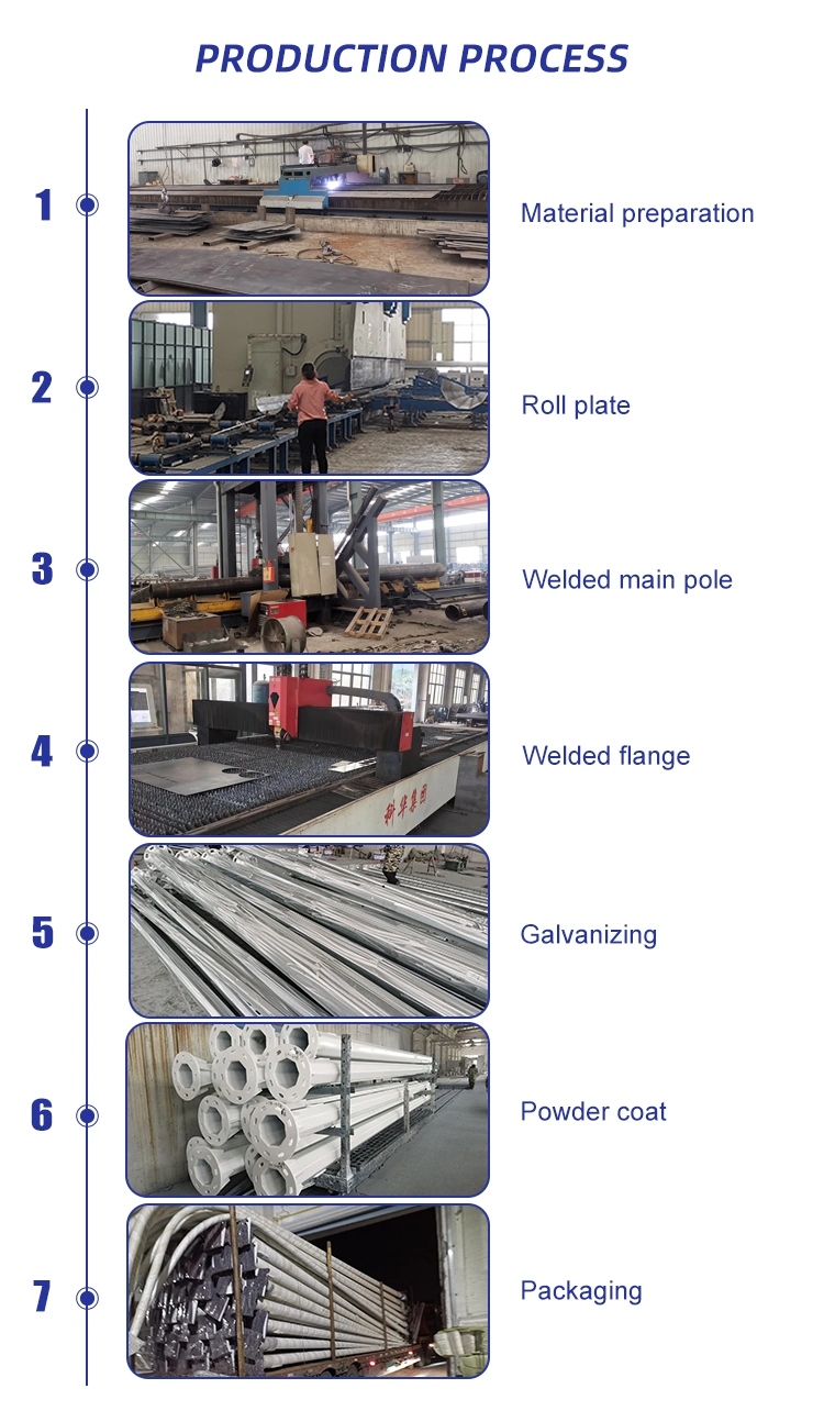 Single Arm 8m 9m 10m Q235 Conical Street Lighpoles/Posts for Street Lighting