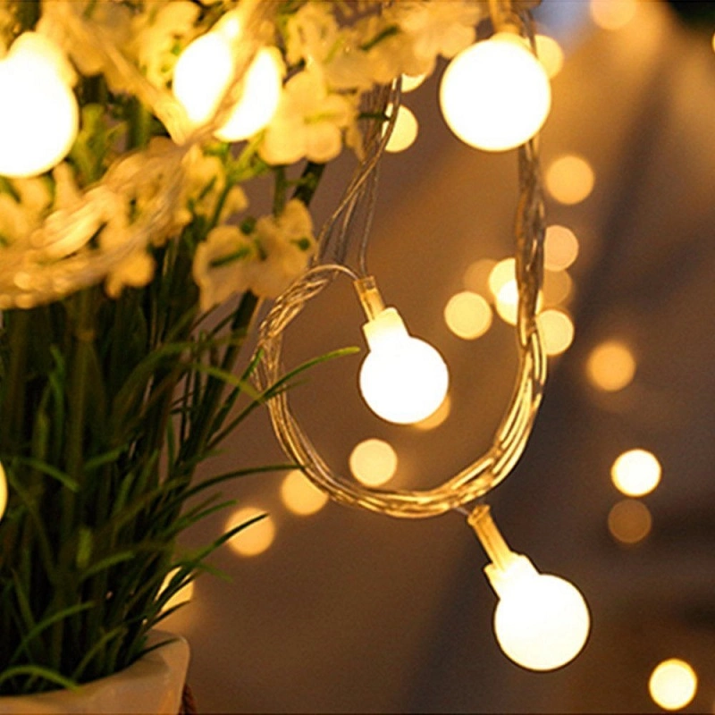 Small White Ball Milk Bubble Outdoor Landscape Courtyard Decorative Christmas String Lights