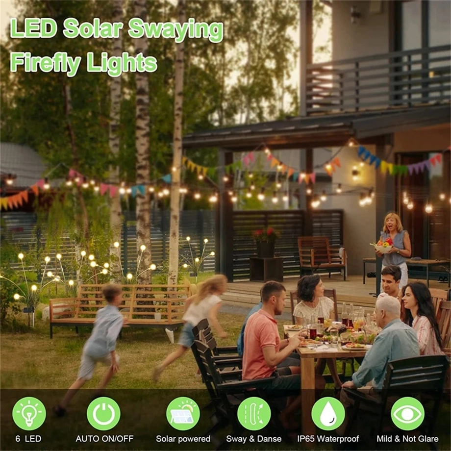 Outdoor Country House Terrace Garden Courtyard Lawn Decoration Waterproof LED Firefly Garden Light Lawn Decor Solar Light