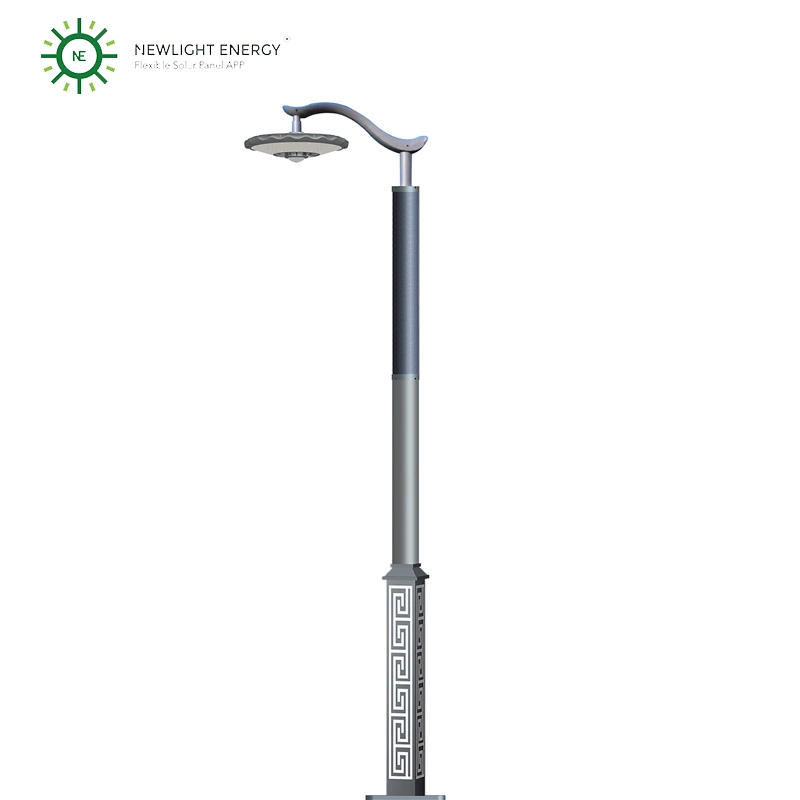 LED Custom Solar Light With Flexible Solar Panel Wrap On Pole For Courtyard