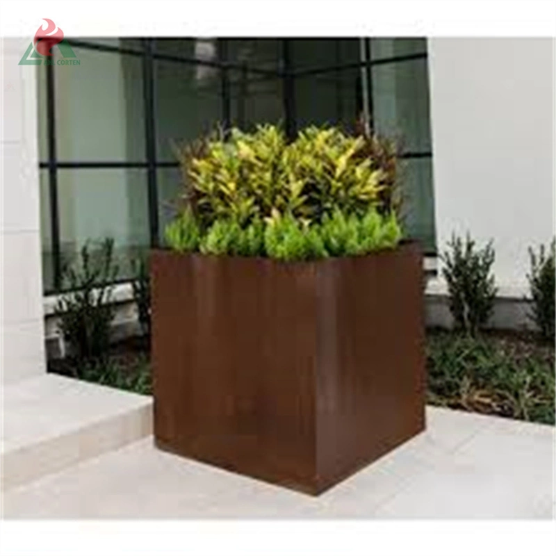 Rustic-Style Corten Lightbox for Courtyard Lighting