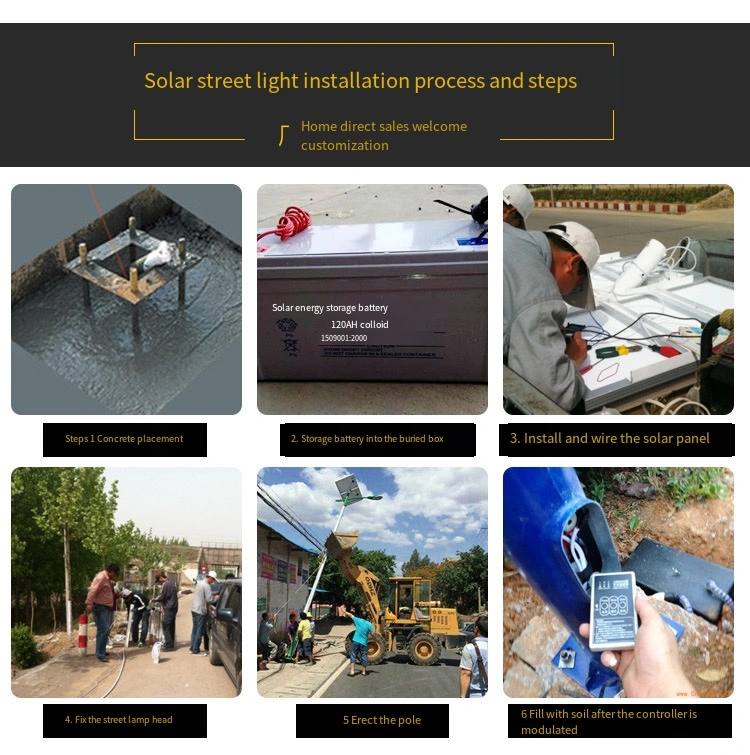 Customized Outdoor All in One Solar Street Light LED Light Pole Solar Lamp for Garden Pathways