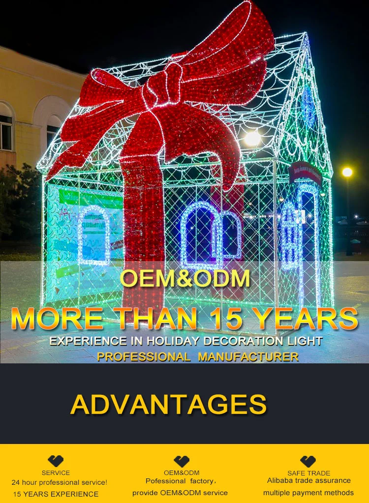 Outdoor Decorations 3D LED Christmas Decorative Light House Motif Light