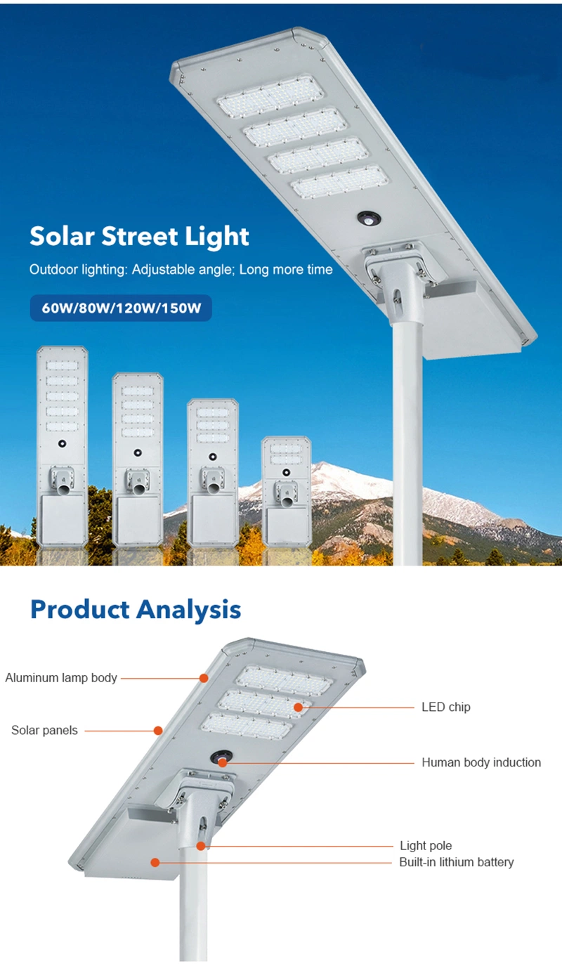 Outdoor 80W All in One Solar Panel Street Road Parkinglot Pole Light