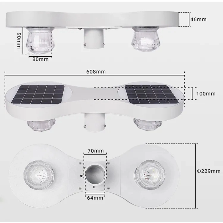 Creative Garden Street Courtyard Decorative up and Down Lighting Solar Powered LED Wall Mount Lamp Outdoor Garden Light