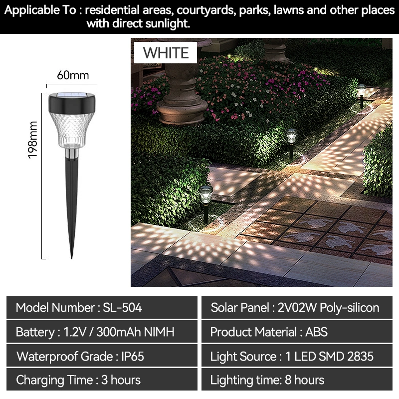 Outdoor Decoration Lighting Solar Pathway Courtyard Garden LED Stake Lights