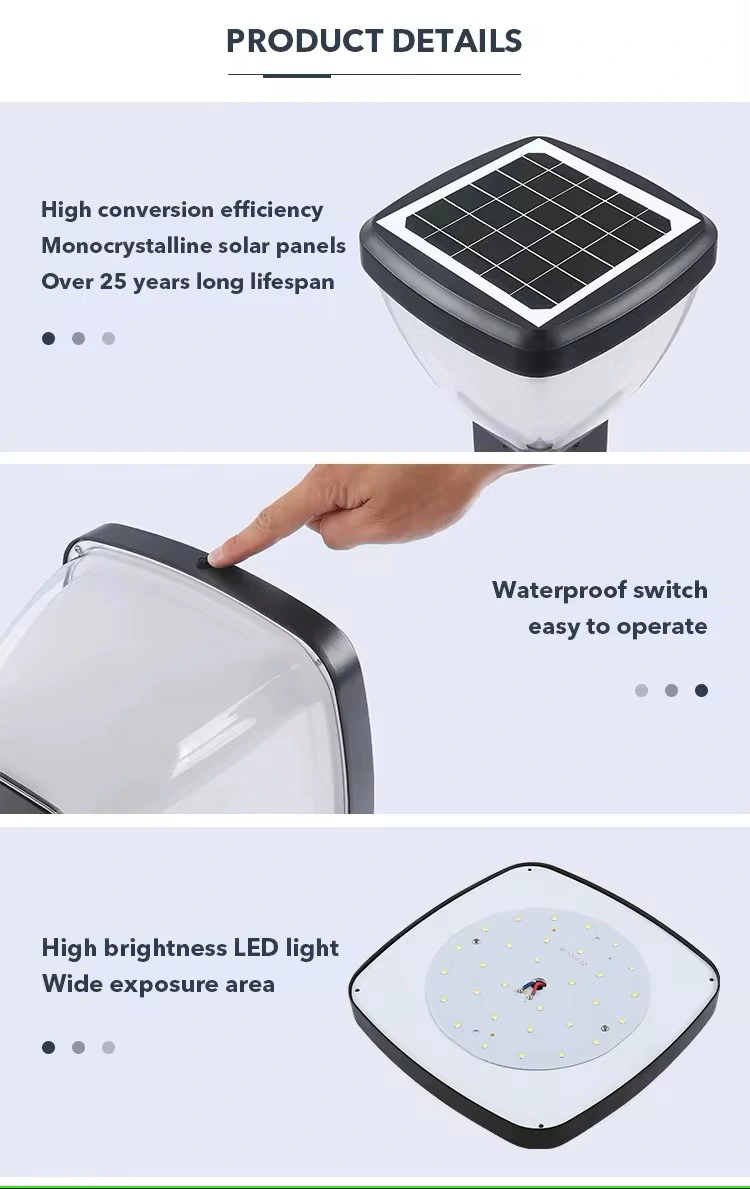 Solar Column Headlight Pillar LED Solar Post Lights Photosensitive Switch Porch Path Street Fence Lawn Garden Light