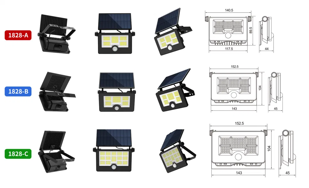 122 LED Solar Motion Sensor Outdoor Lights 1100lm Solar Flood Lights IP65 Waterproof Solar Powered Street Lights Wall Lamps