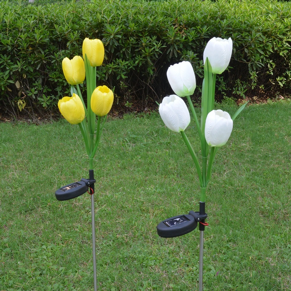 LED Tulip Flower Stake Light Solar Energy Rechargeable for Outdoor Garden Patio Pathway Porch Backyard Esg16583